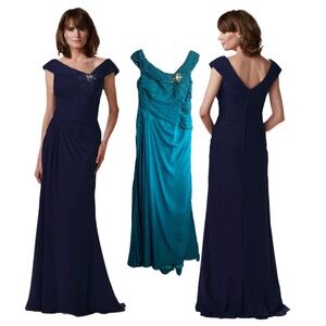 NWT $429 RINA DI MONTELLA SOCIAL 1621 Teal 14 Mother of the Bride Formal